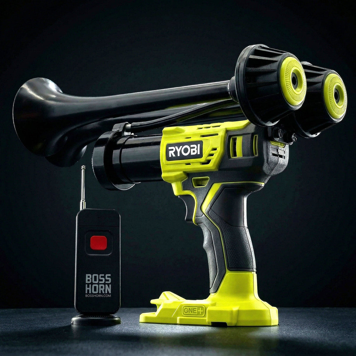 Dual Train Horn for Ryobi® 18v Battery (New 2026 Model) - BossHorn dark