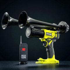 Dual Train Horn for Ryobi® 18v Battery (New 2026 Model) - BossHorn dark