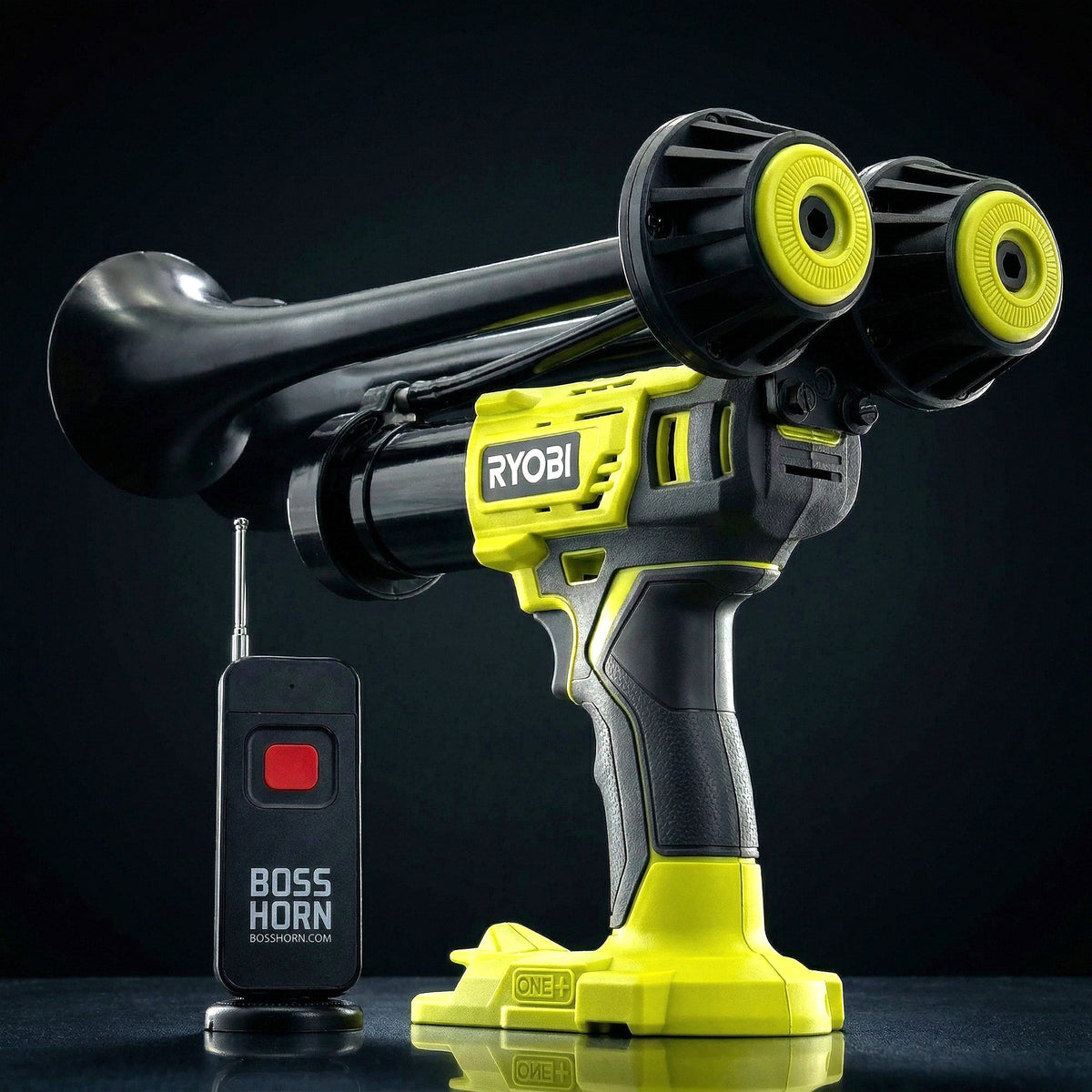 Dual Train Horn for Ryobi® 18v Battery (New 2026 Model) - BossHorn dark