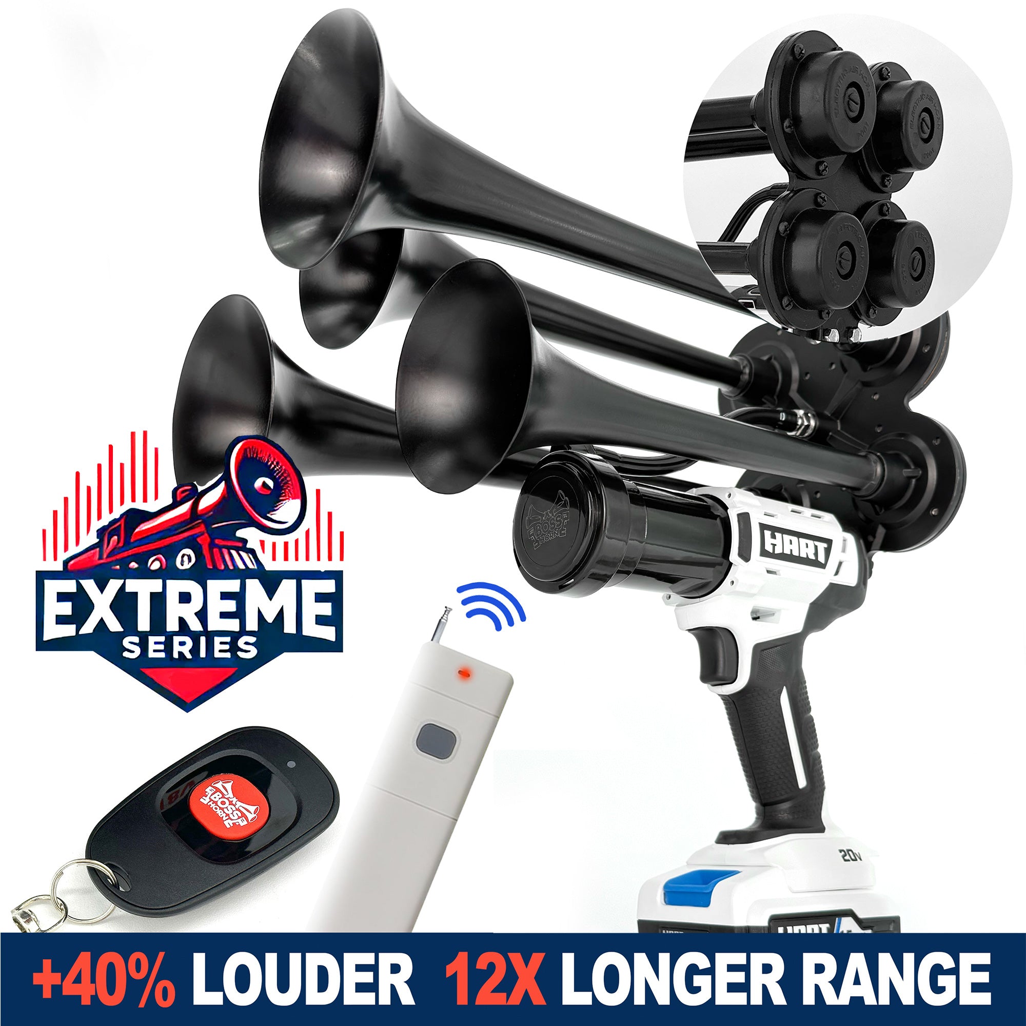 Hart Train Horn 20v - Extreme Loud Air Horn with Remote