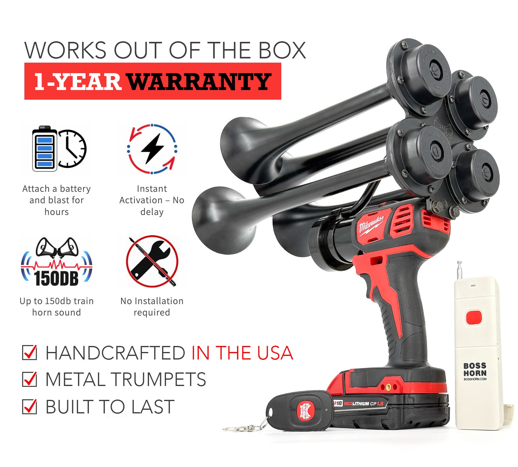 Milwaukee Train Horn M18 - Extreme Series - BossHorn