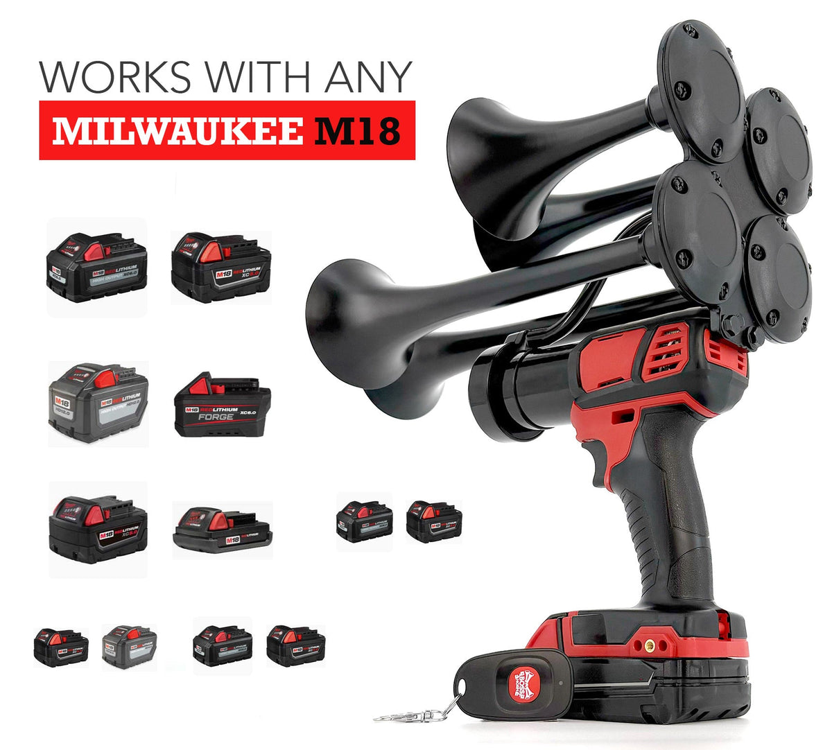 Quad Train Horn for Milwaukee® 18v Battery | 130db