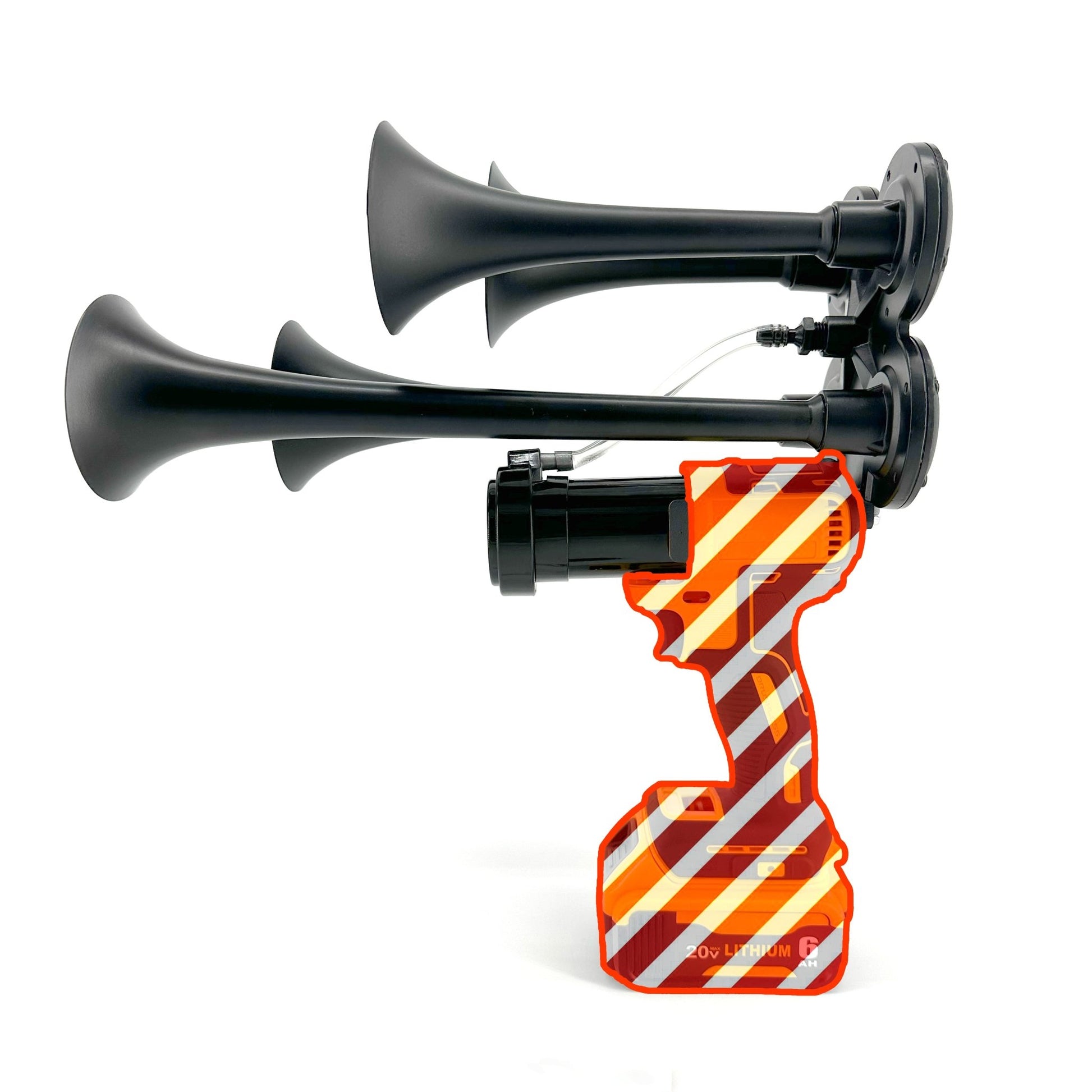 DIY Train Horn Gun Kit with 4 Trumpets (Universal)